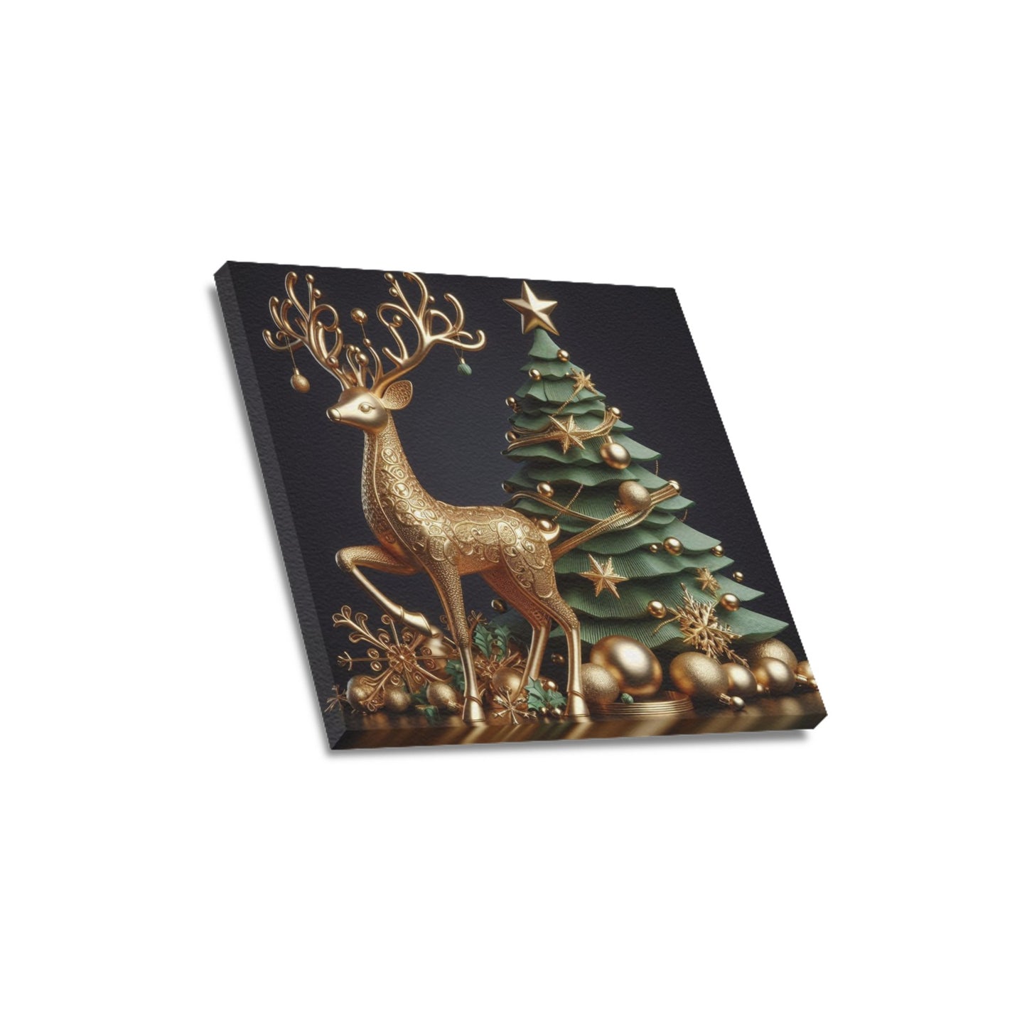 Christmas Reindeer Frame Canvas Print 16"x16", Personalized