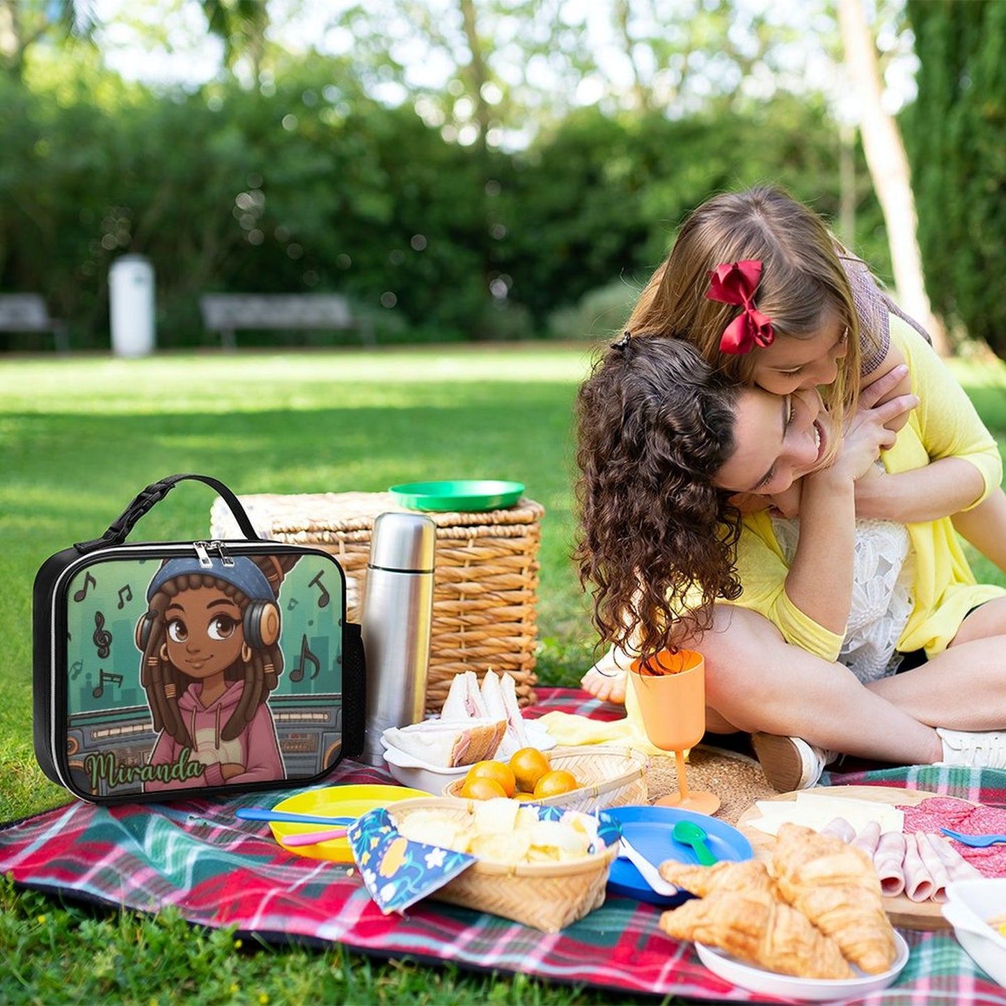 Girl with Locs Lunch Bag with Detachable Buckled Handle, Personalized