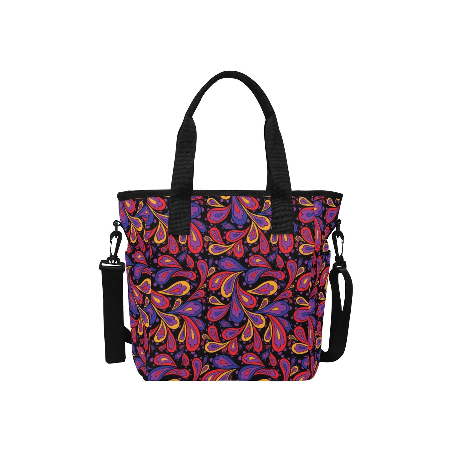 Doodle Paisley Pattern Insulated Tote Bag with Shoulder Strap