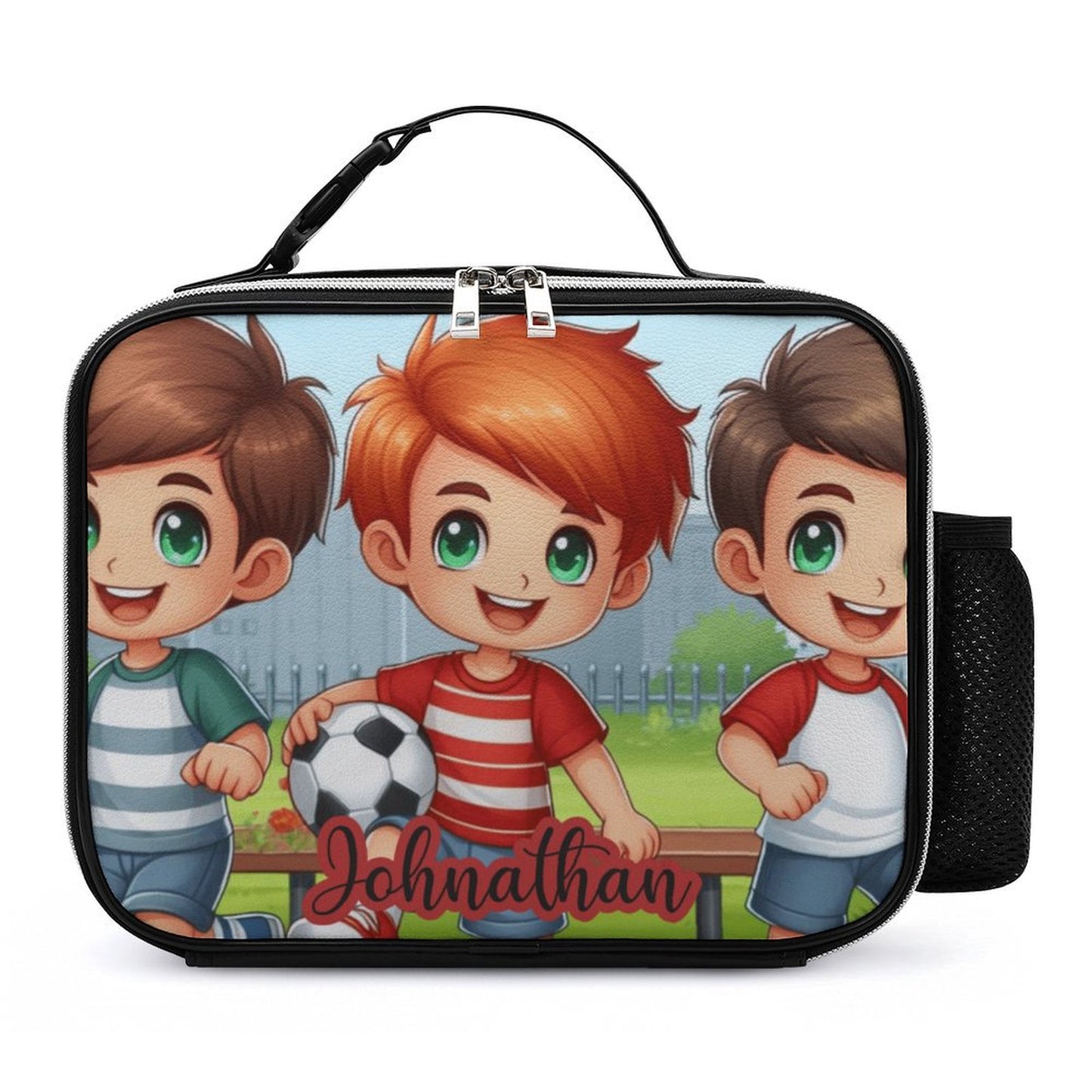 Football Boys Lunch Bag with Detachable Buckled Handle, Personalized