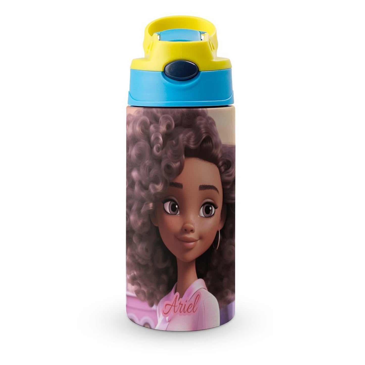 Children Water bottle, Black Doll, Personalized