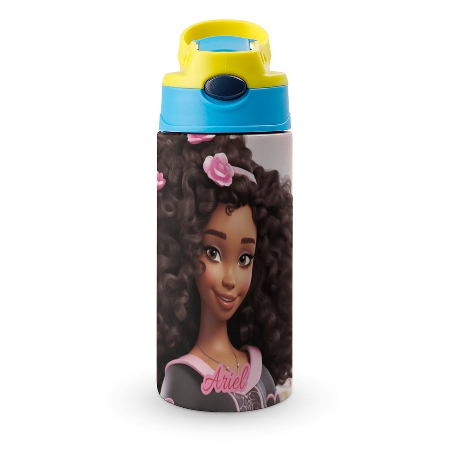 Children's water bottle, Balack doll, Personalized