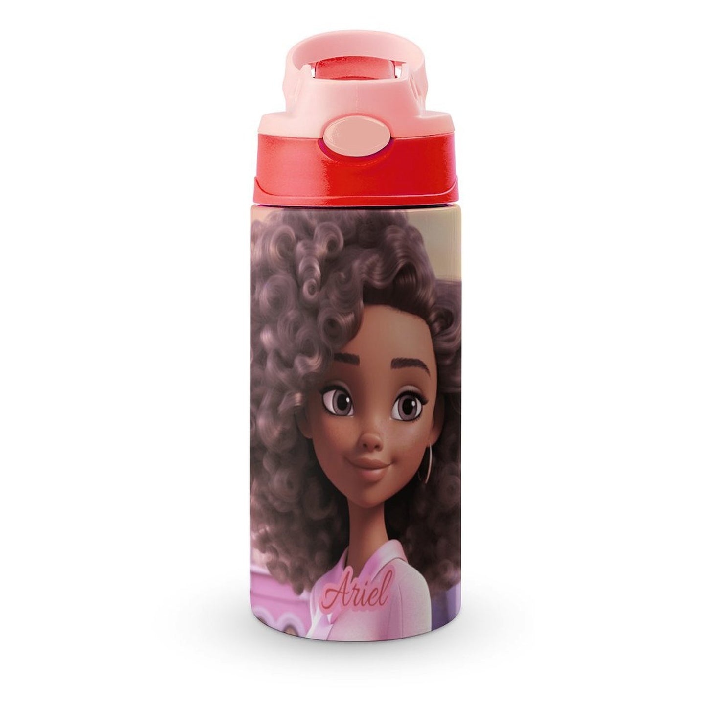 Children Water bottle, Black Doll, Personalized