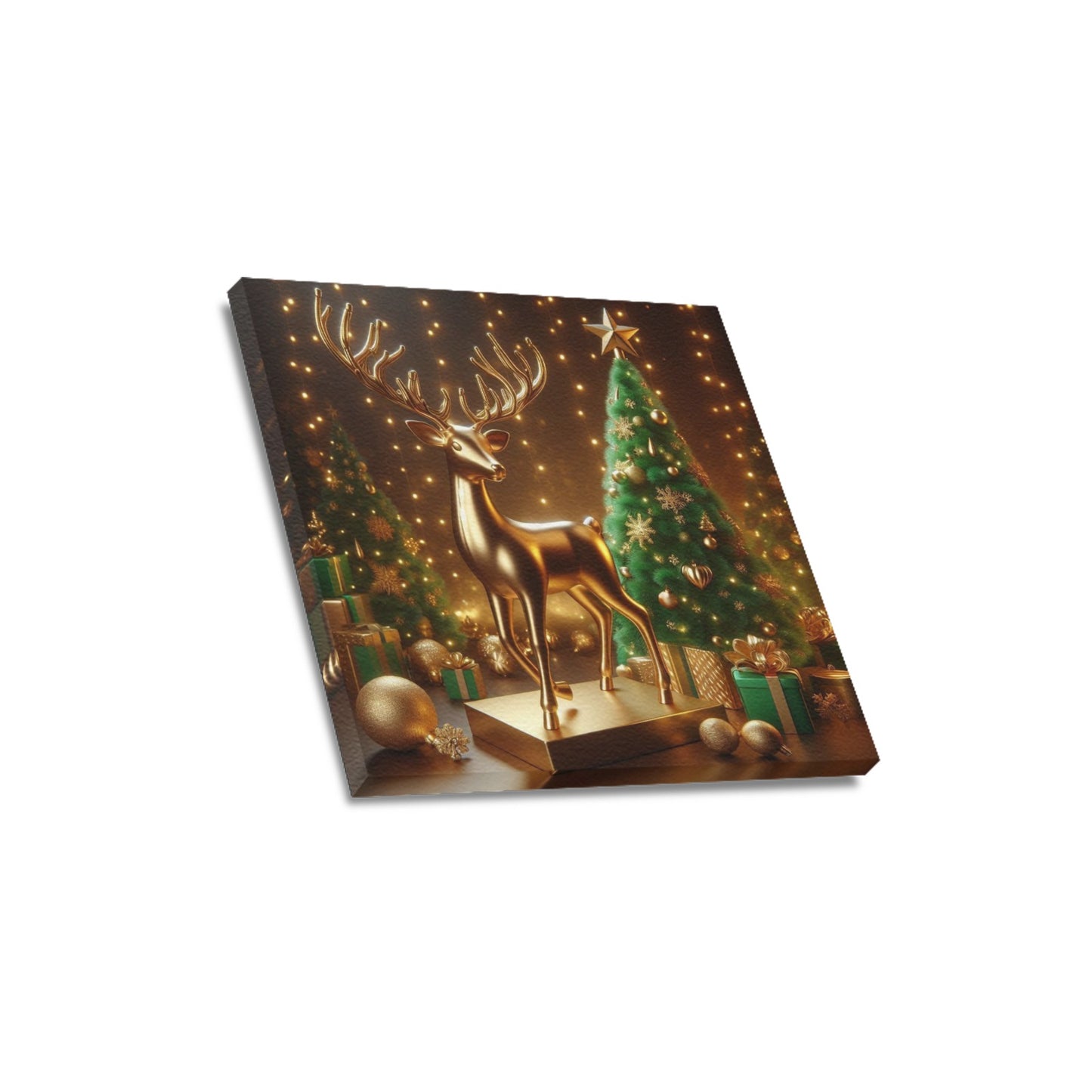 Reindeer Christmas Frame Canvas Print 16"x16", Personalized