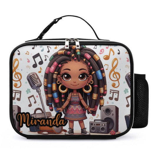 Girl with Locs Lunch Bag with Detachable Buckled Handle, Personalized