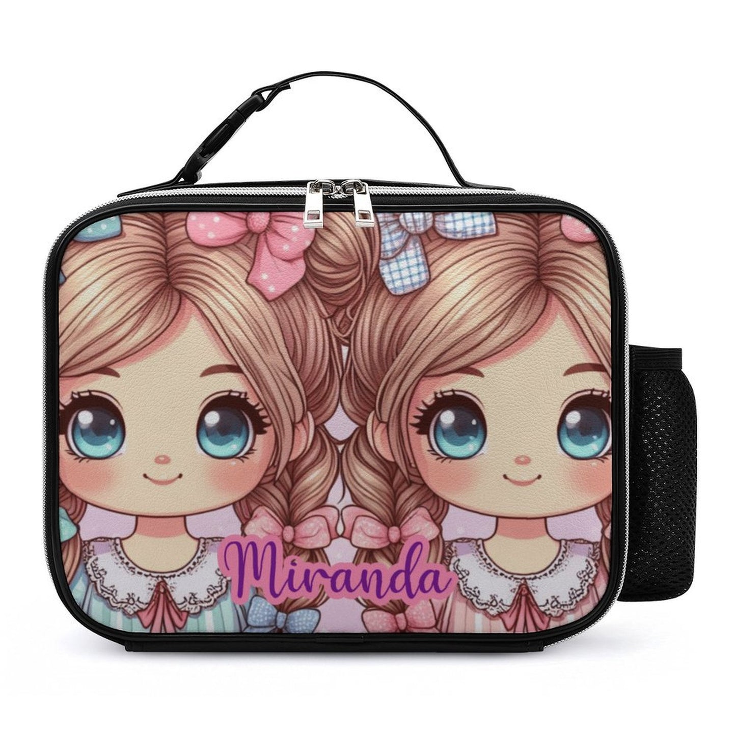 Girls Lunch Bag with Detachable Buckled Handle, Personalized