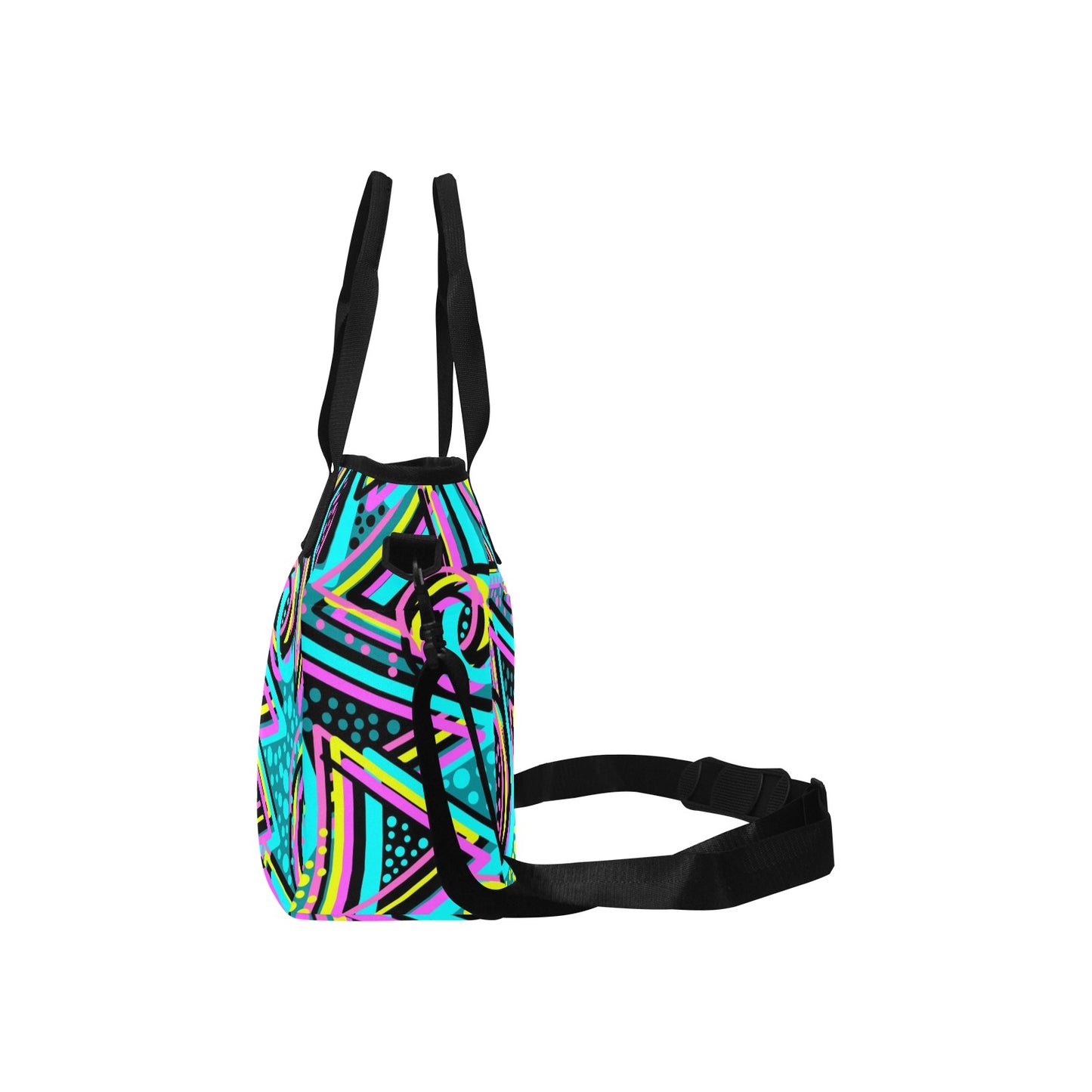 Colorful Abstract Geometric Insulated Tote Bag with Shoulder Strap