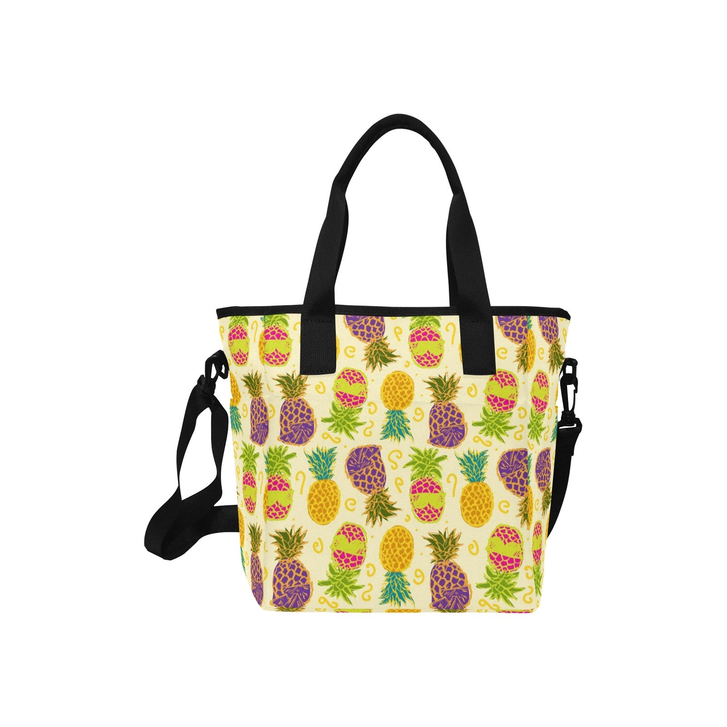 Colorful Pineapples Insulated Tote Bag with Shoulder Strap