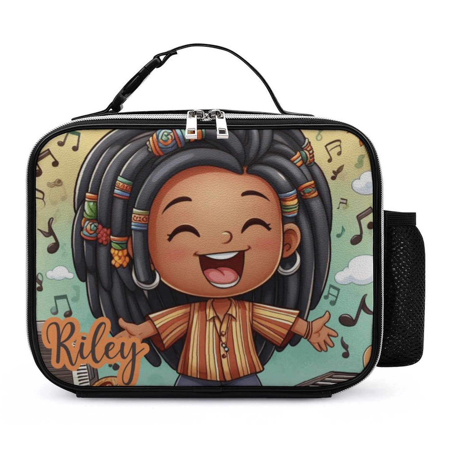 Boy with Locs Lunch Bag with Detachable Buckled Handle, Personalized