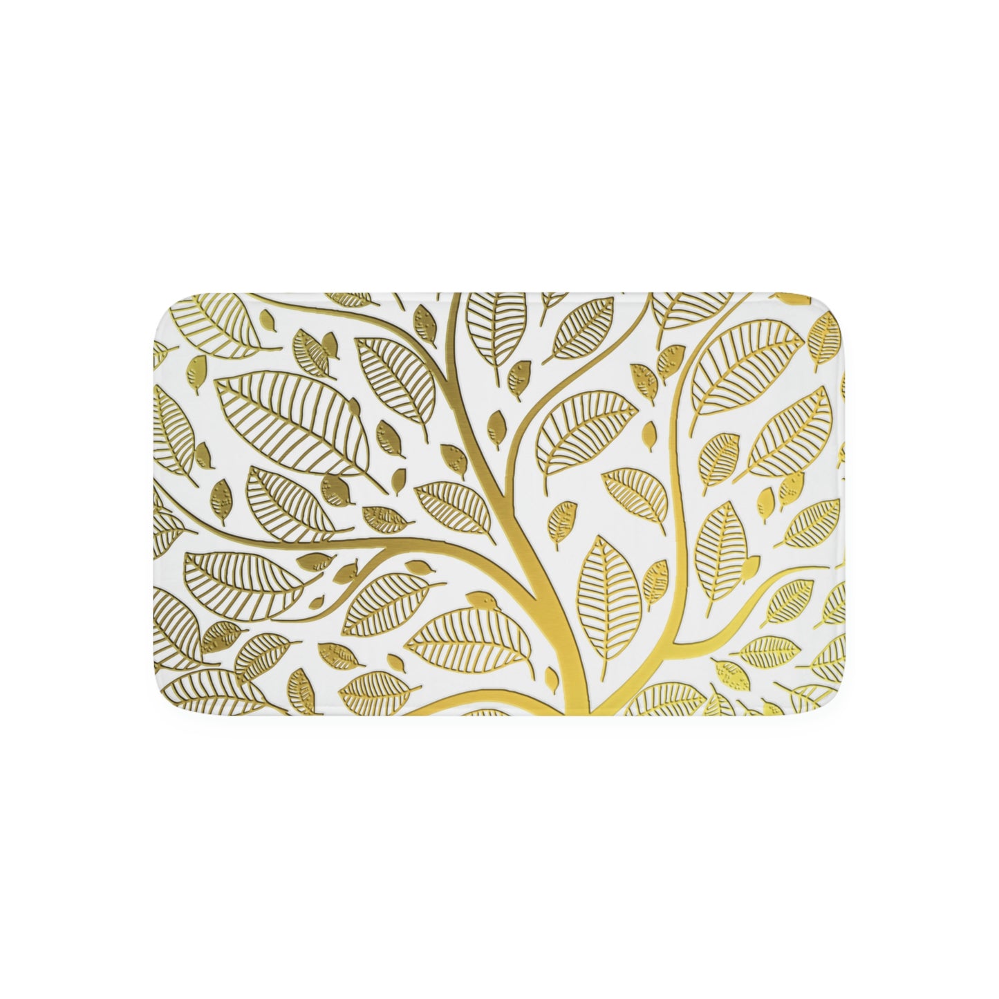 Bathmat, White and Gold Bathroom Mat, Tree of Life Bathroom Mat