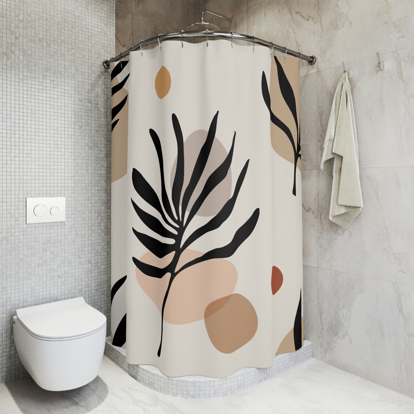 Shower Curtain, Trendy Botanical Shower curtain, Leaf pattern Polyester Shower Curtain