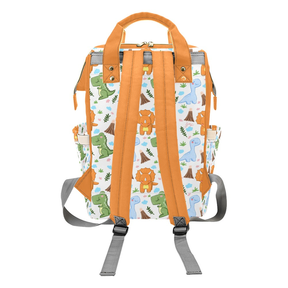 Personalized Orange Dinosaur Diaper Bag Multi-Function Diaper Backpack/Diaper Bag