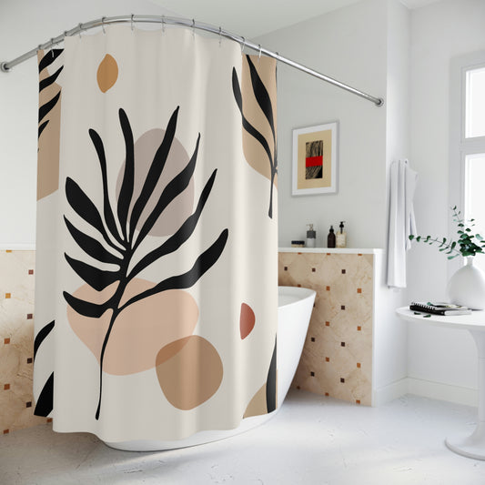 Shower Curtain, Trendy Botanical Shower curtain, Leaf pattern Polyester Shower Curtain