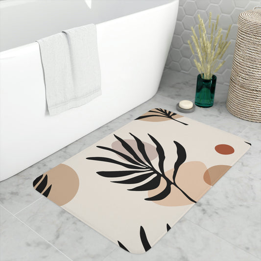 Bath Mat, Trendy Botanical Bathroom  Mat, Leaf Pattern