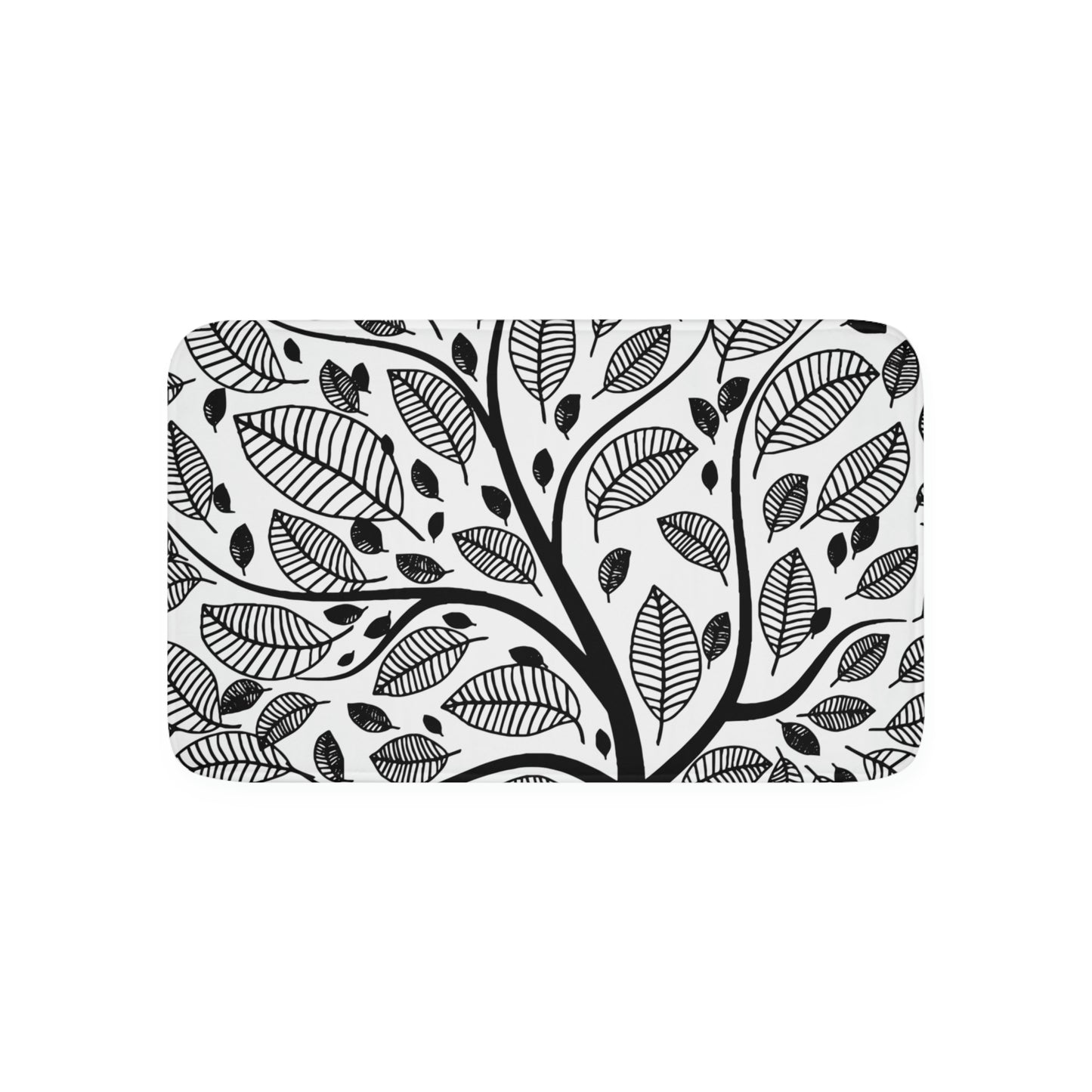 Bathmat, White and Black Bathroom Mat, Tree of Life Bathroom Mat