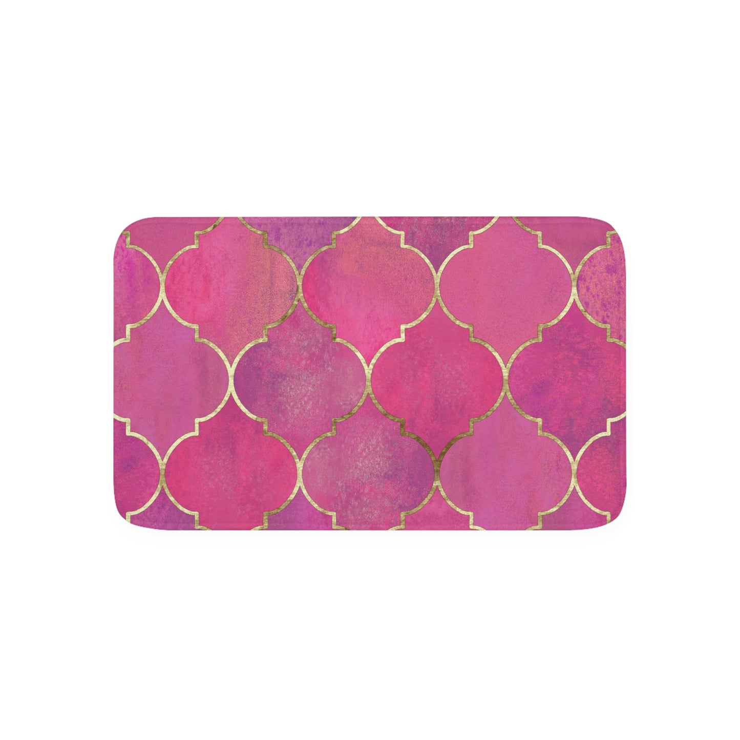 Bath Mat, Pink and Gold Moroccan Bathroom  Mat