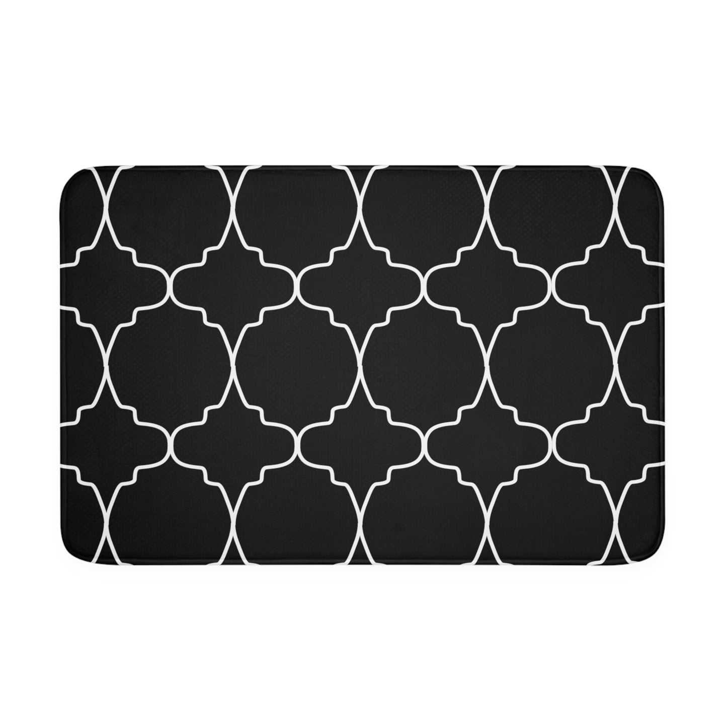 Bath Mat, Black and White Moroccan Bathroom  Mat