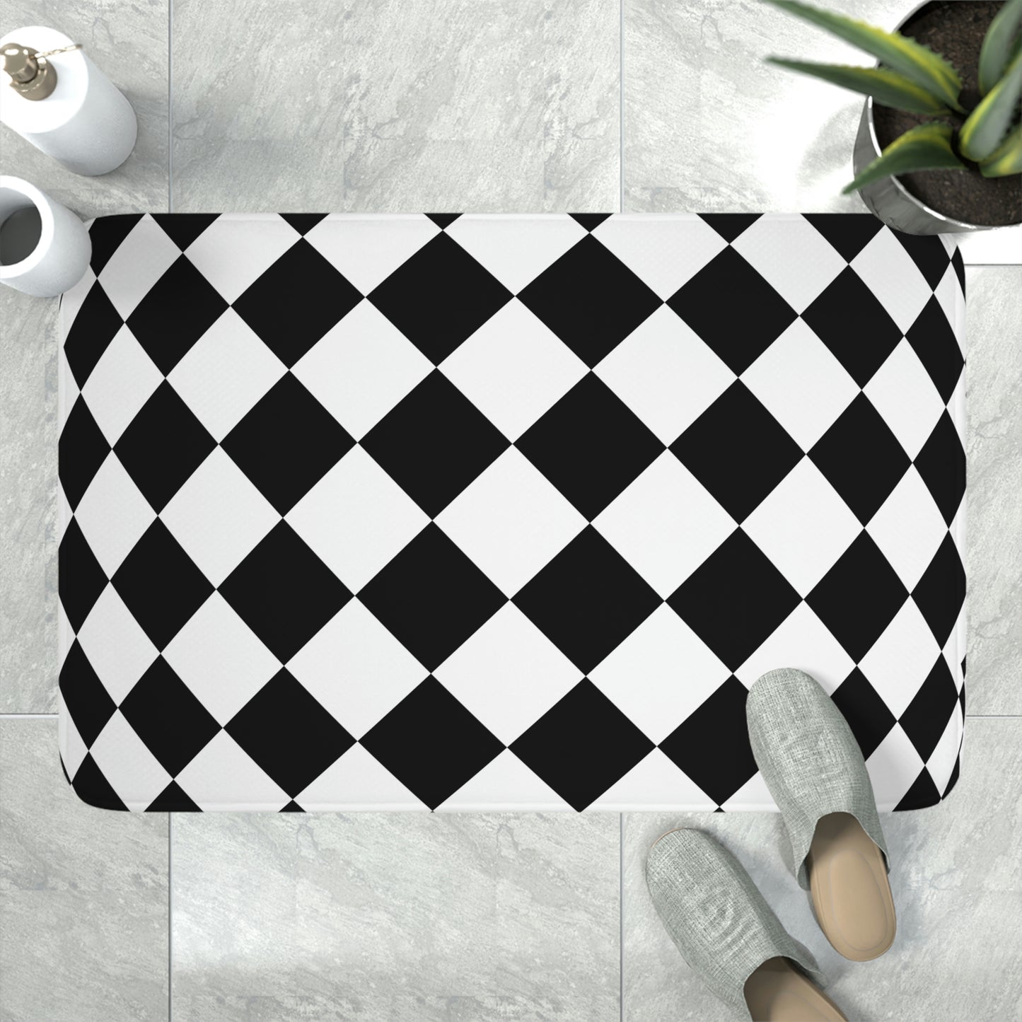 Bath Mat, Black and White Bathroom Mat