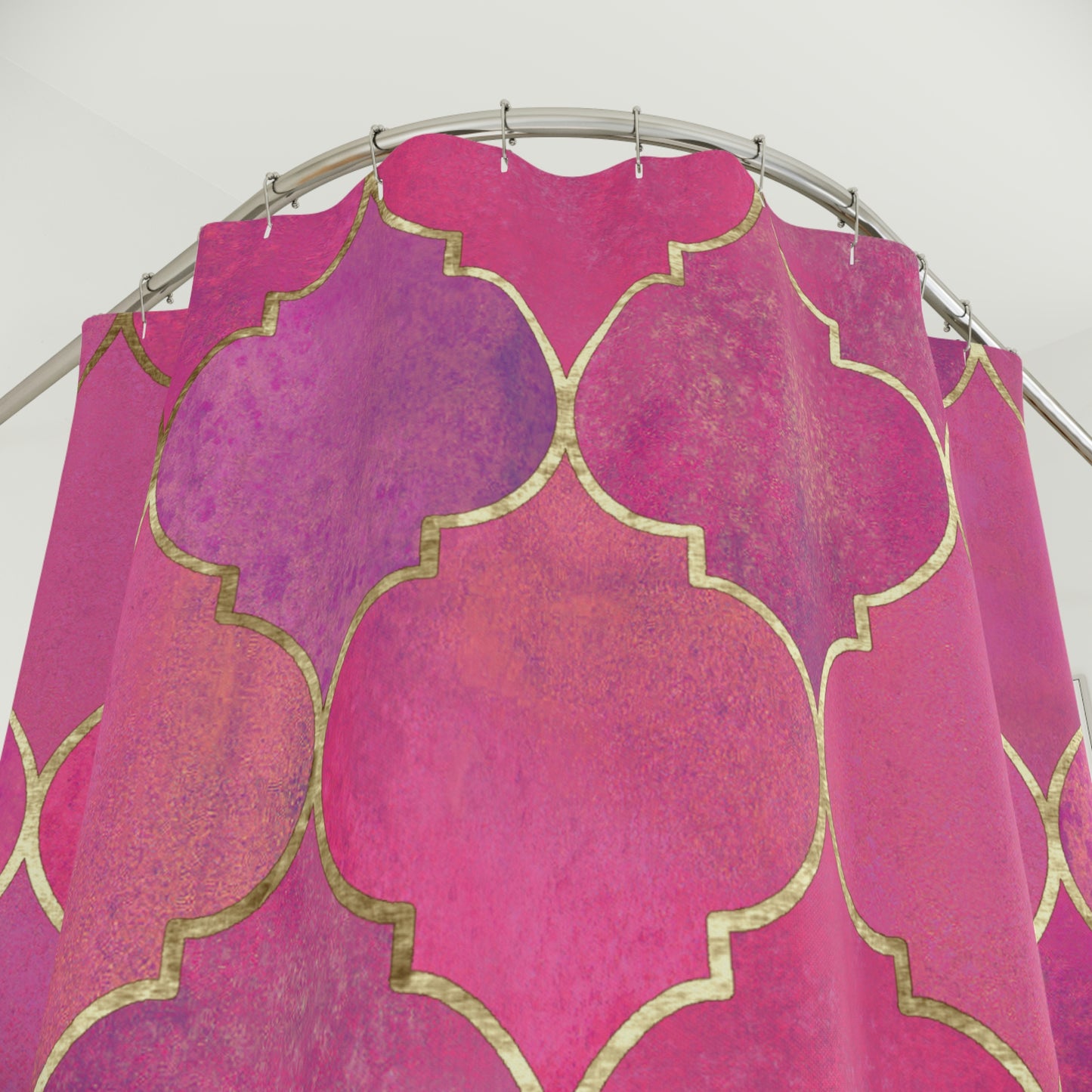 Shower Curtain, Pink and Gold Moroccan Shower curtain, Polyester Shower Curtain