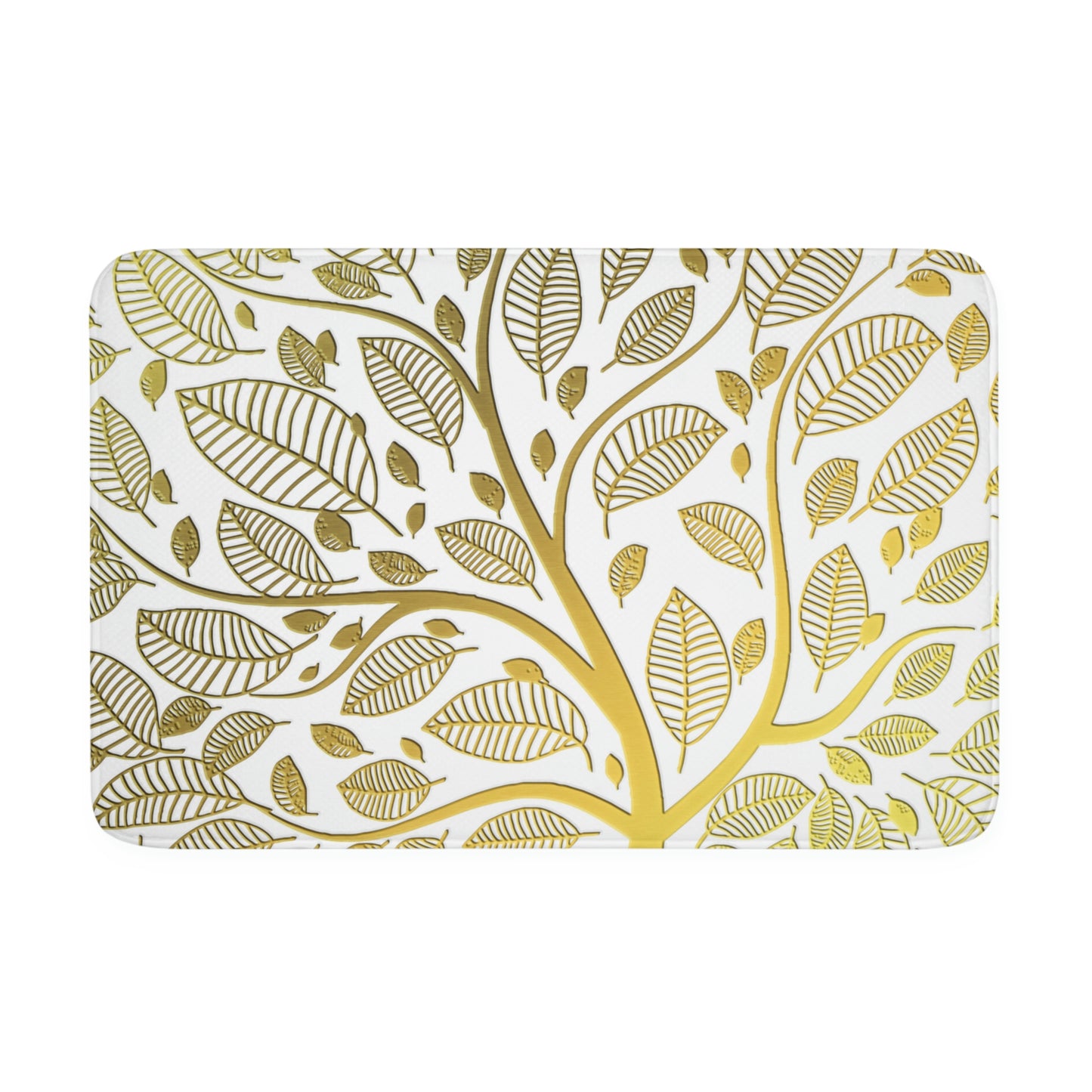 Bathmat, White and Gold Bathroom Mat, Tree of Life Bathroom Mat