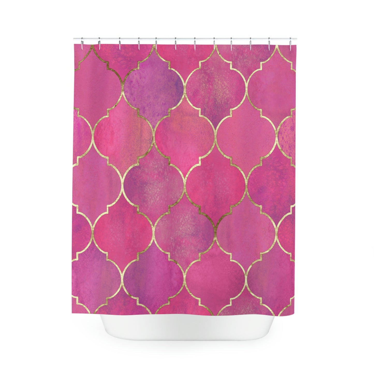 Shower Curtain, Pink and Gold Moroccan Shower curtain, Polyester Shower Curtain