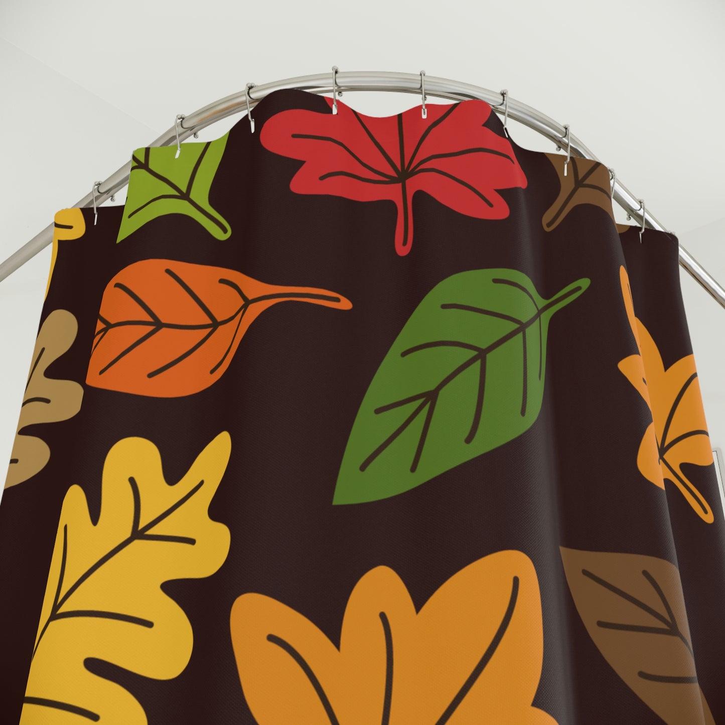 Shower Curtain, Autumn Leaves Brown Shower curtain, Polyester Shower Curtain