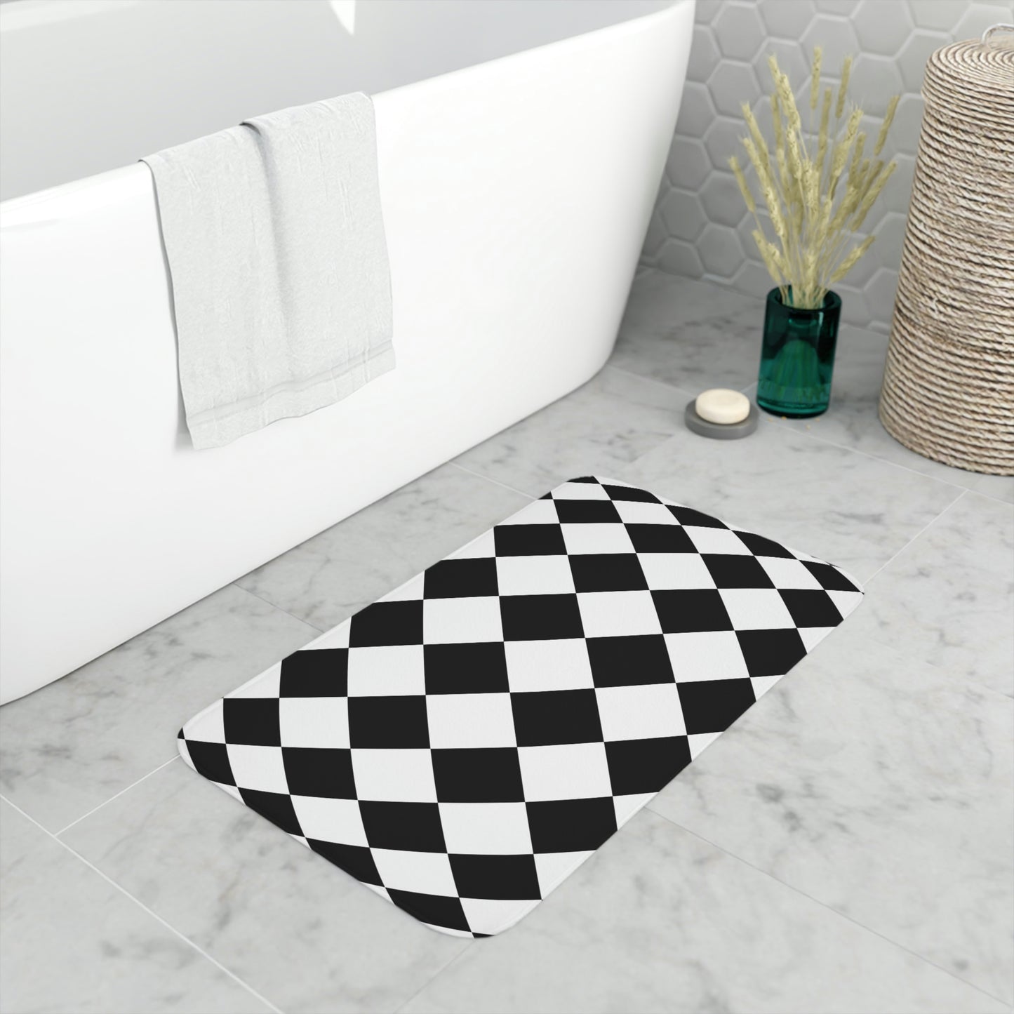 Bath Mat, Black and White Bathroom Mat