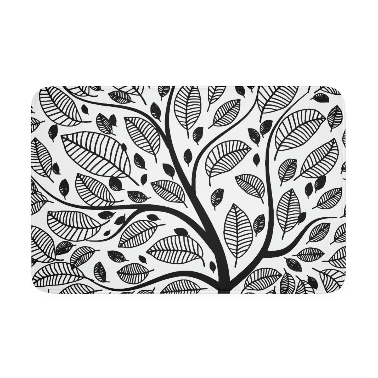 Bathmat, White and Black Bathroom Mat, Tree of Life Bathroom Mat