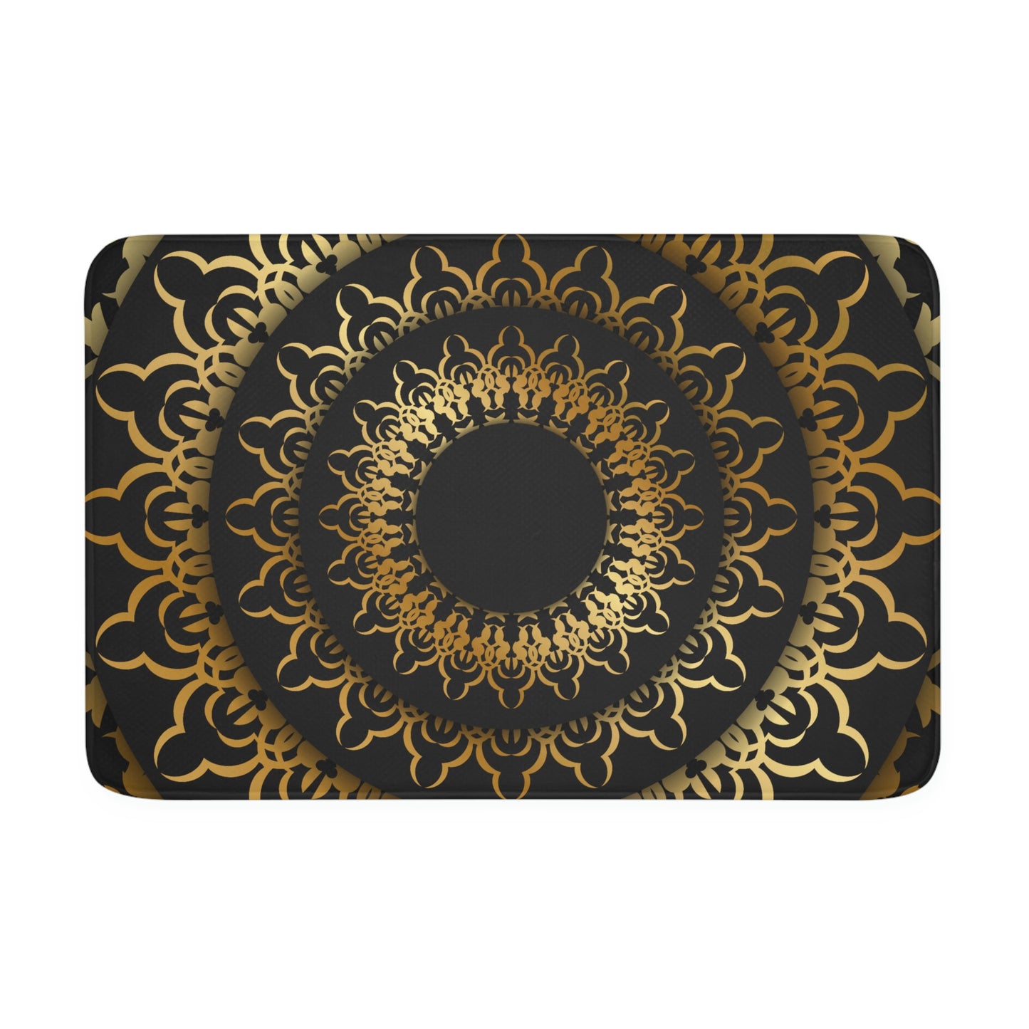 Bath Mat,  Black and Gold Mandala Bathroom Mat