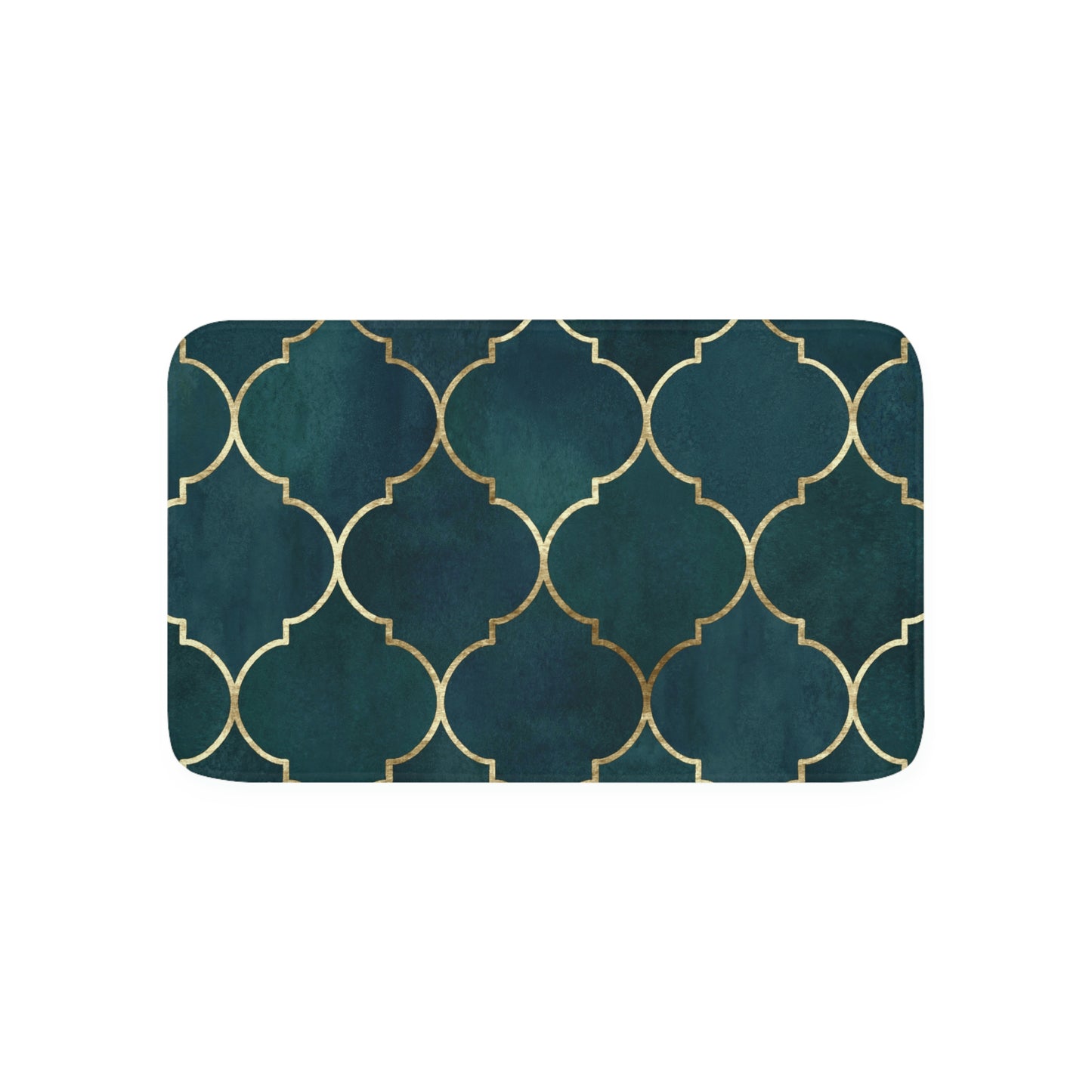 Bath Mat, Green and Gold Moroccan Bathroom  Mat