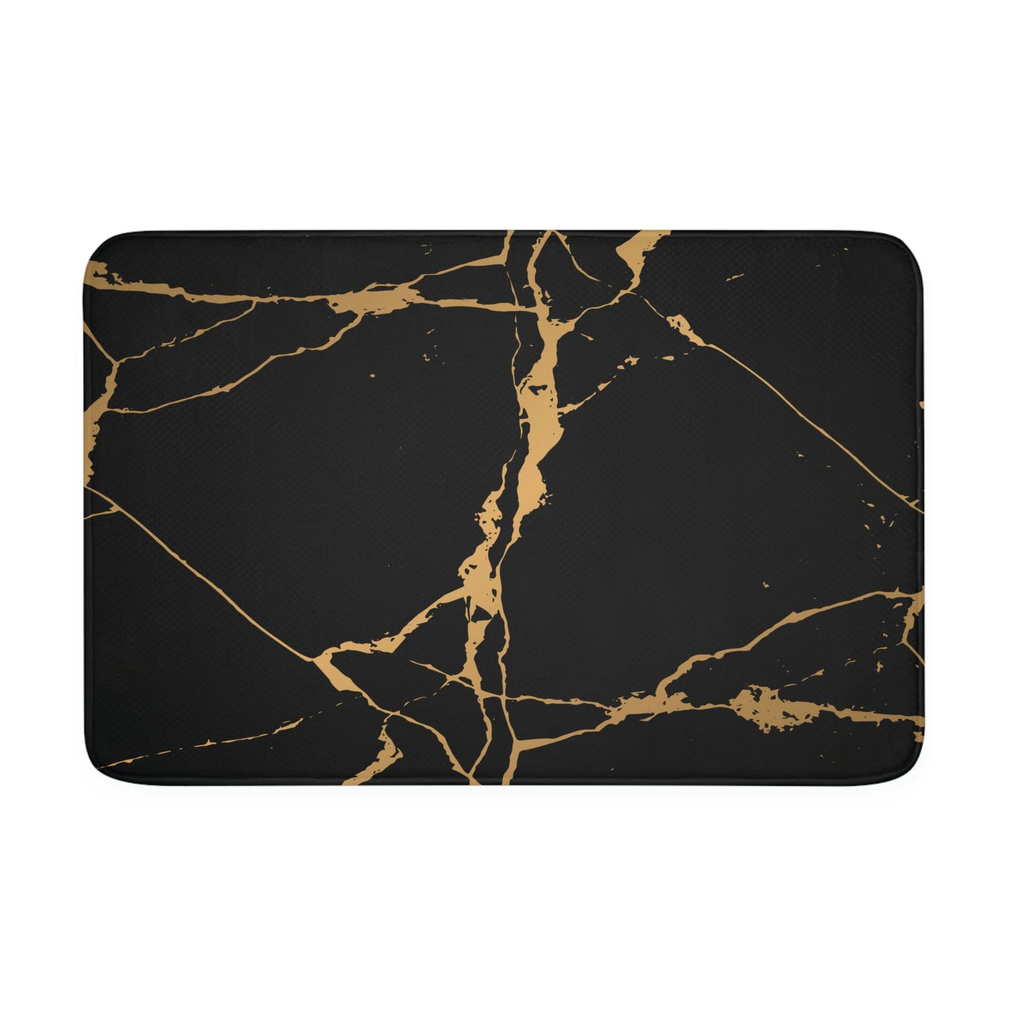 Bath Mat, Black and Gold Marble Bathroom Mat