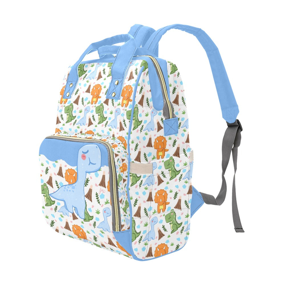 Personalized Blue Dinosaur Diaper Bag Multi-Function Diaper Backpack/Diaper Bag