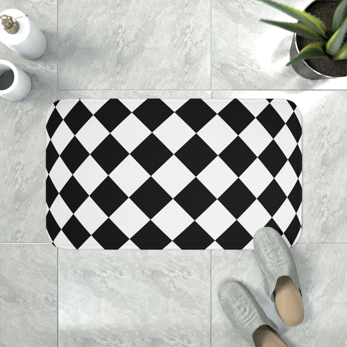 Bath Mat, Black and White Bathroom Mat