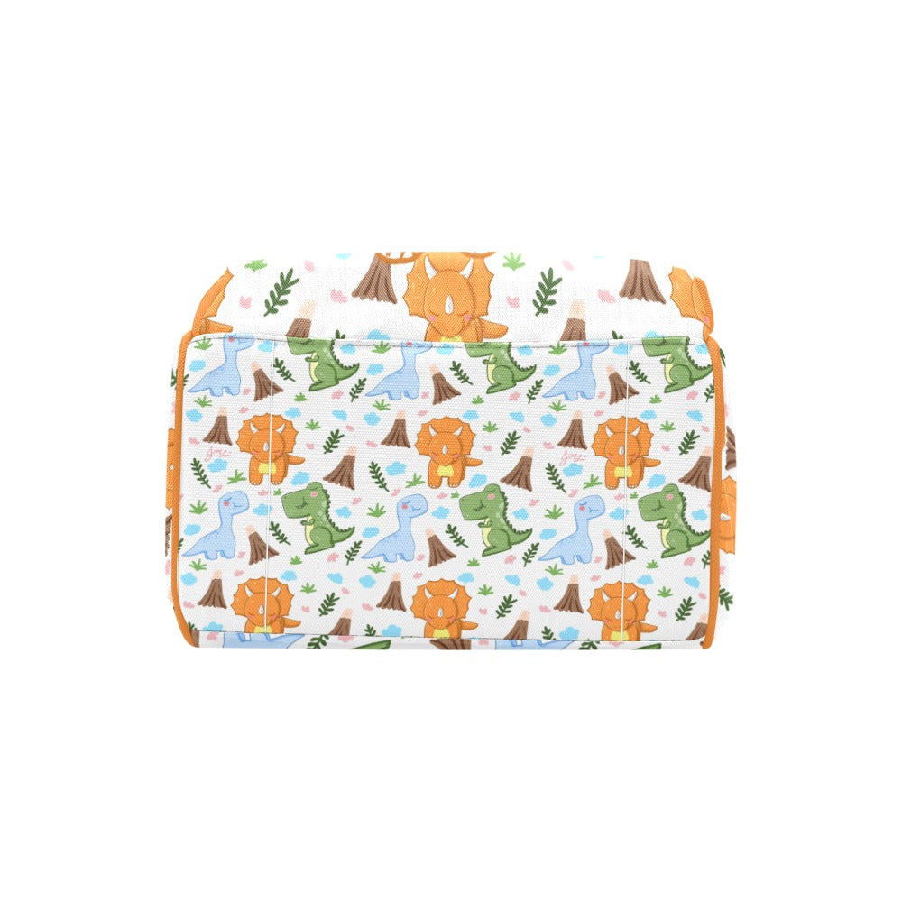 Personalized Orange Dinosaur Diaper Bag Multi-Function Diaper Backpack/Diaper Bag