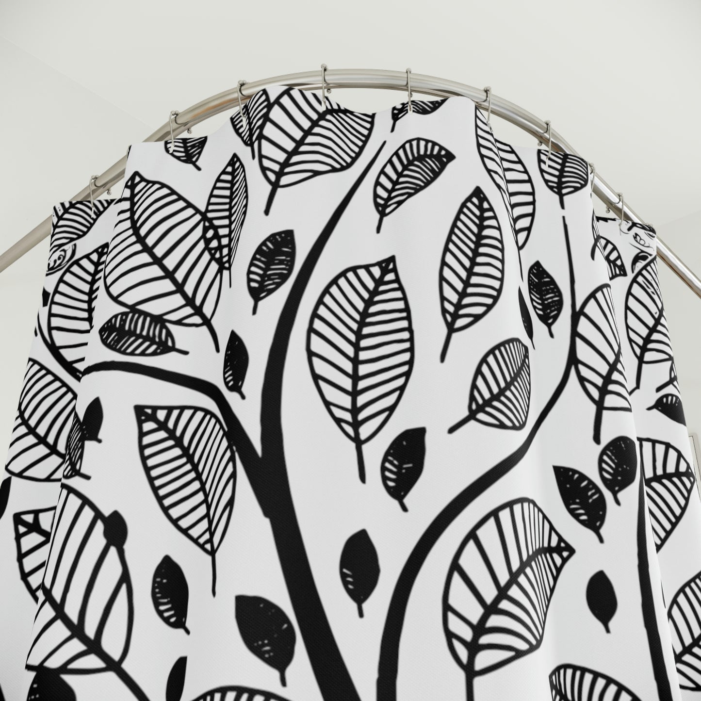 Shower Curtain, White and Black Shower curtain, Tree of Life Polyester Shower Curtain