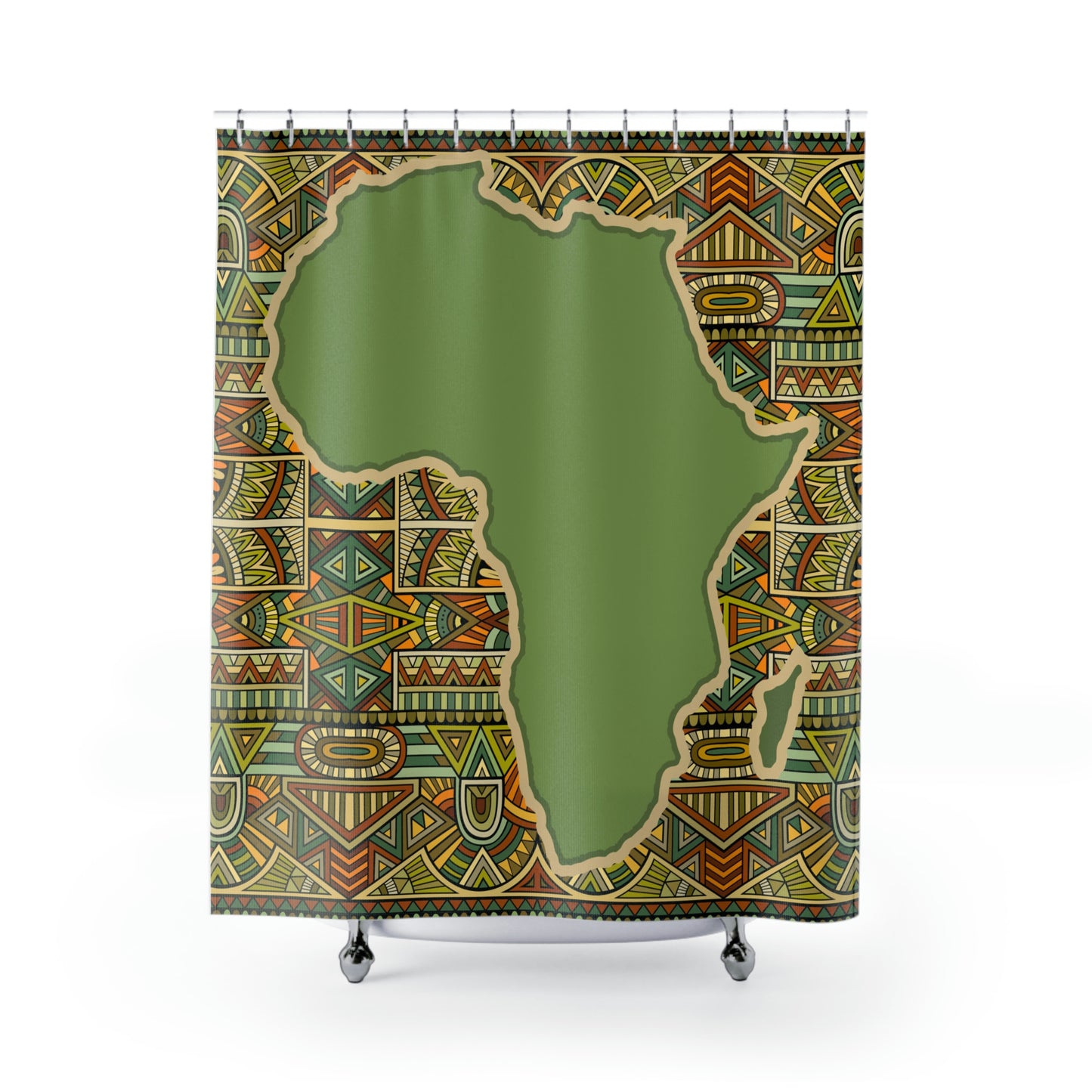 African Print Shower Curtains, Map of Africa Shower curtain ,71"x74", Polyester shower curtains, Tribal Patten