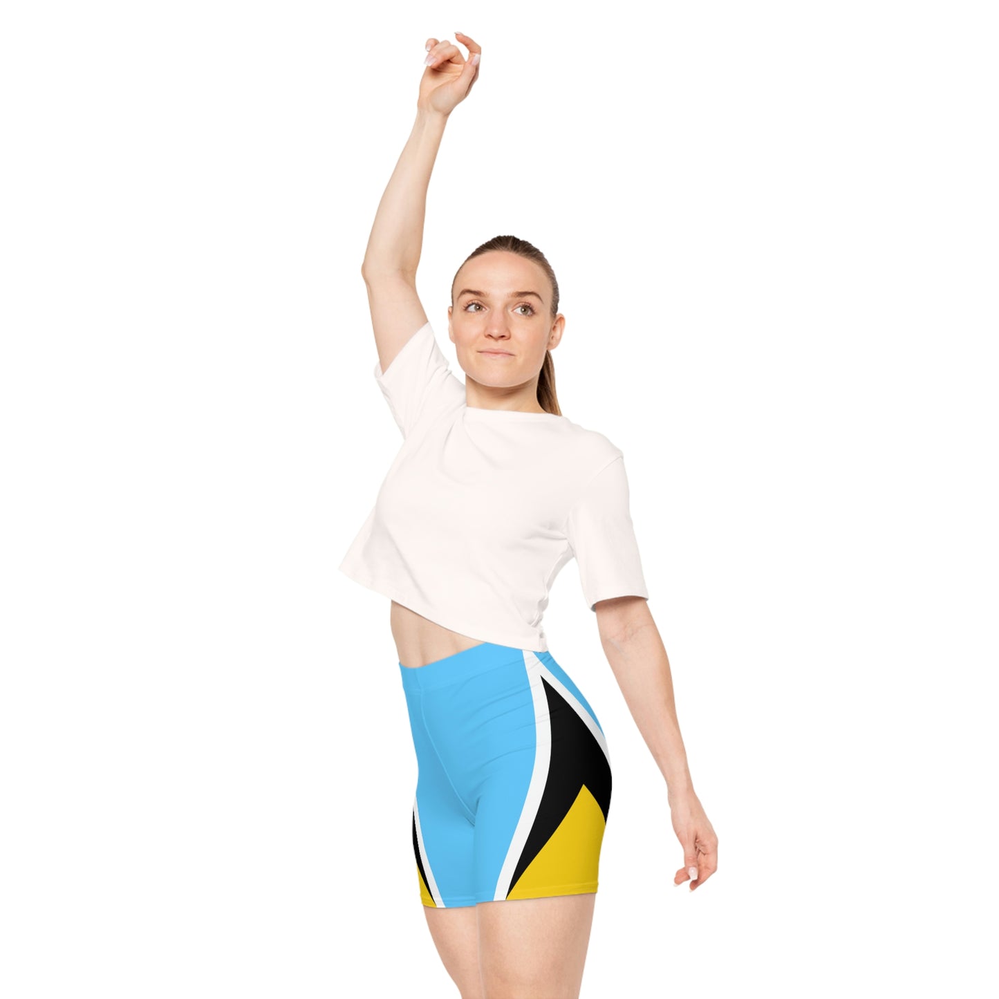 St Lucia Women's Biker Shorts, St Lucia Flag shorts for women