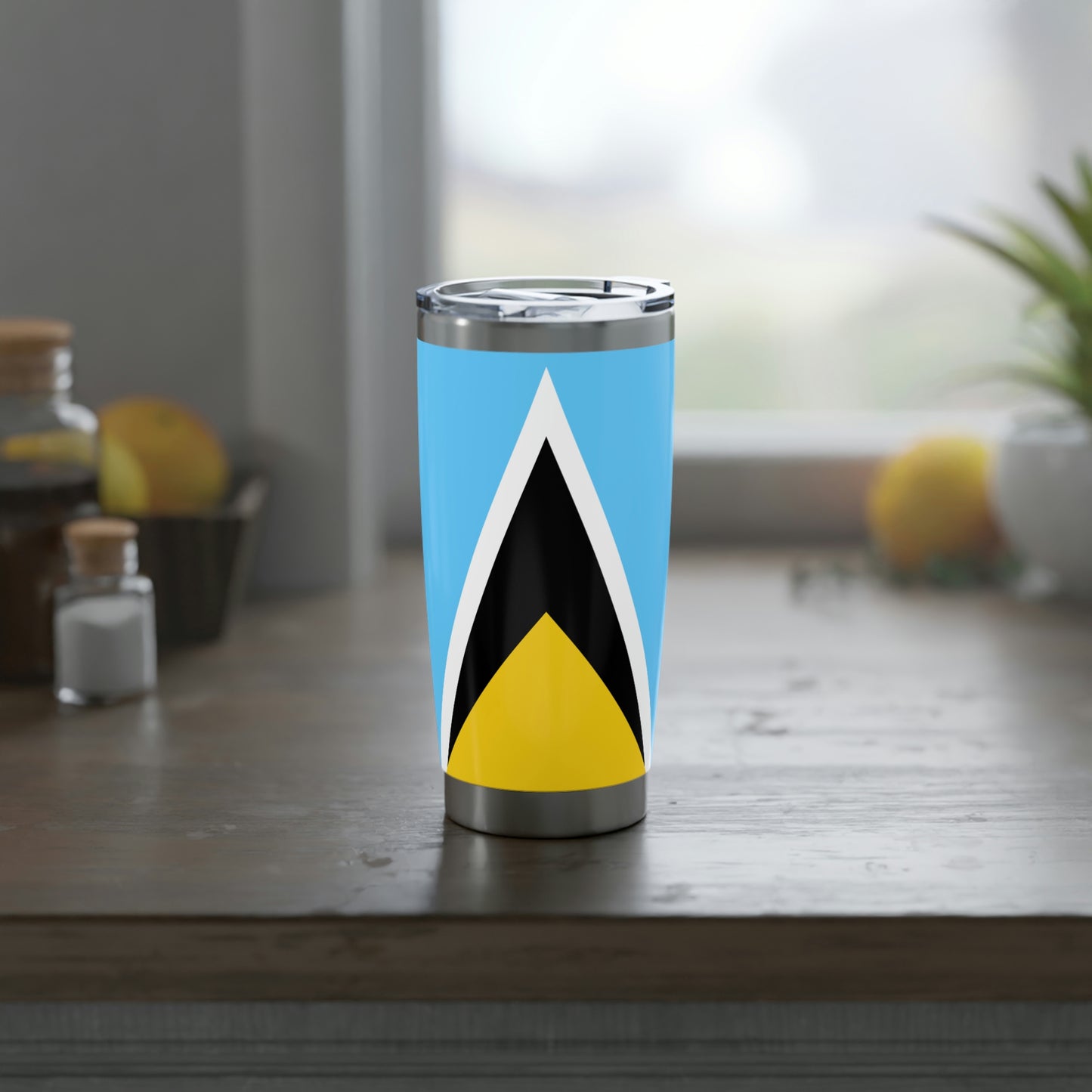 St Lucia Flag Tumbler, St Lucia 20oz Tumbler, Vacuum Insulated Cup