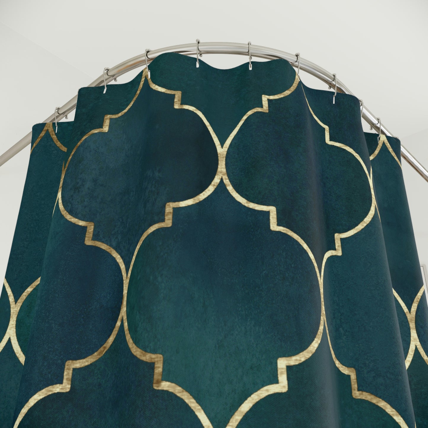 Shower Curtain, Green and Gold Moroccan Shower curtain, Polyester Shower Curtain