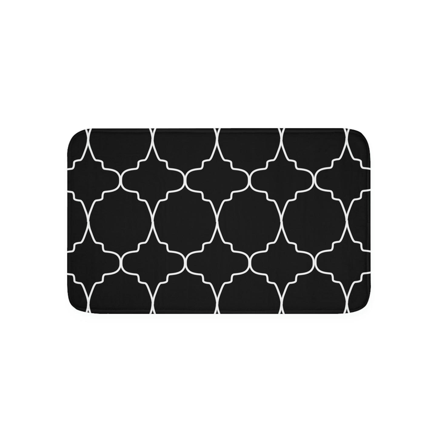 Bath Mat, Black and White Moroccan Bathroom  Mat