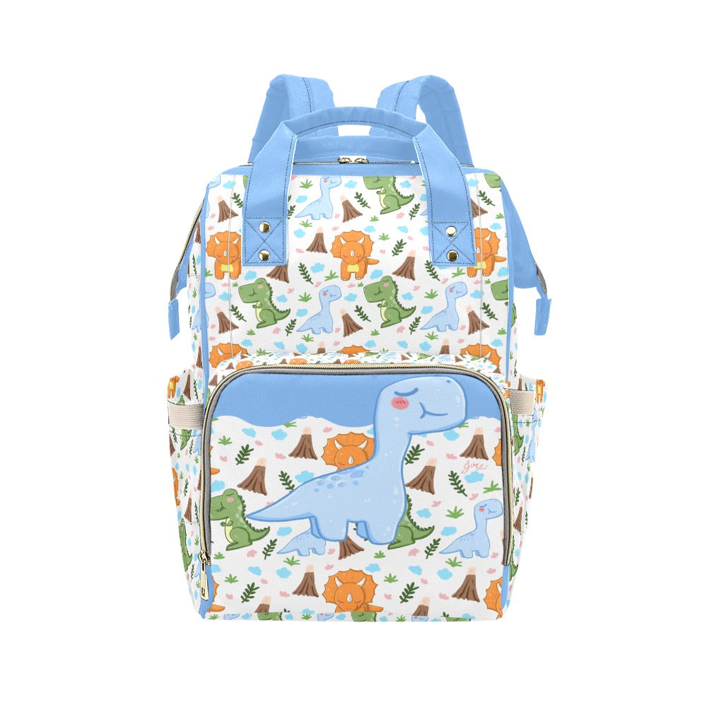 Personalized Blue Dinosaur Diaper Bag Multi-Function Diaper Backpack/Diaper Bag