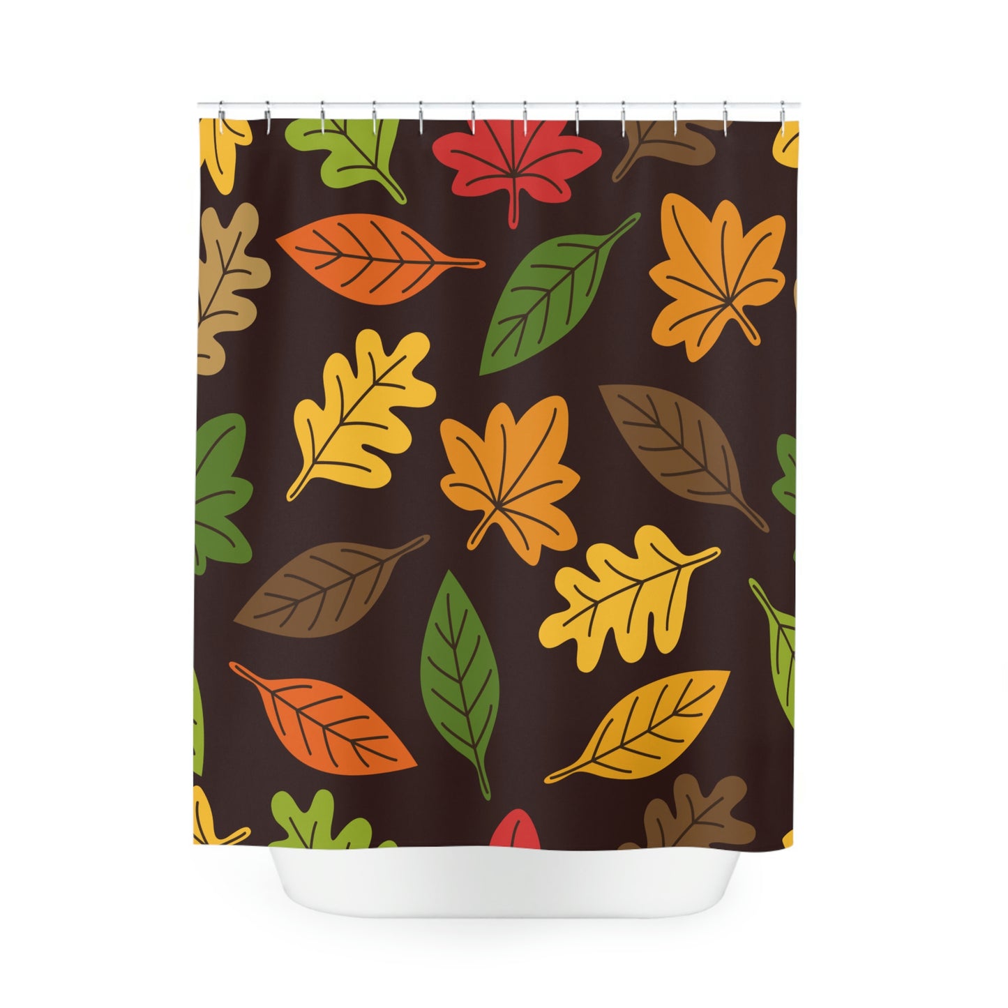 Shower Curtain, Autumn Leaves Brown Shower curtain, Polyester Shower Curtain