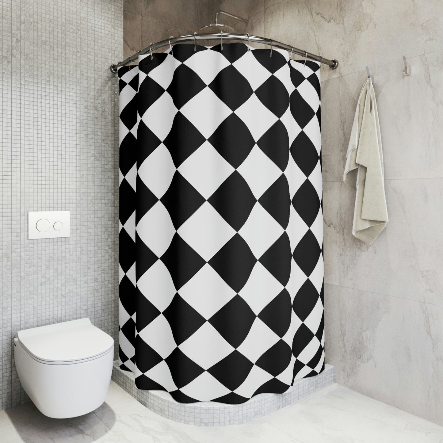 Shower Curtain, Black and White Shower curtain, Polyester Shower Curtain