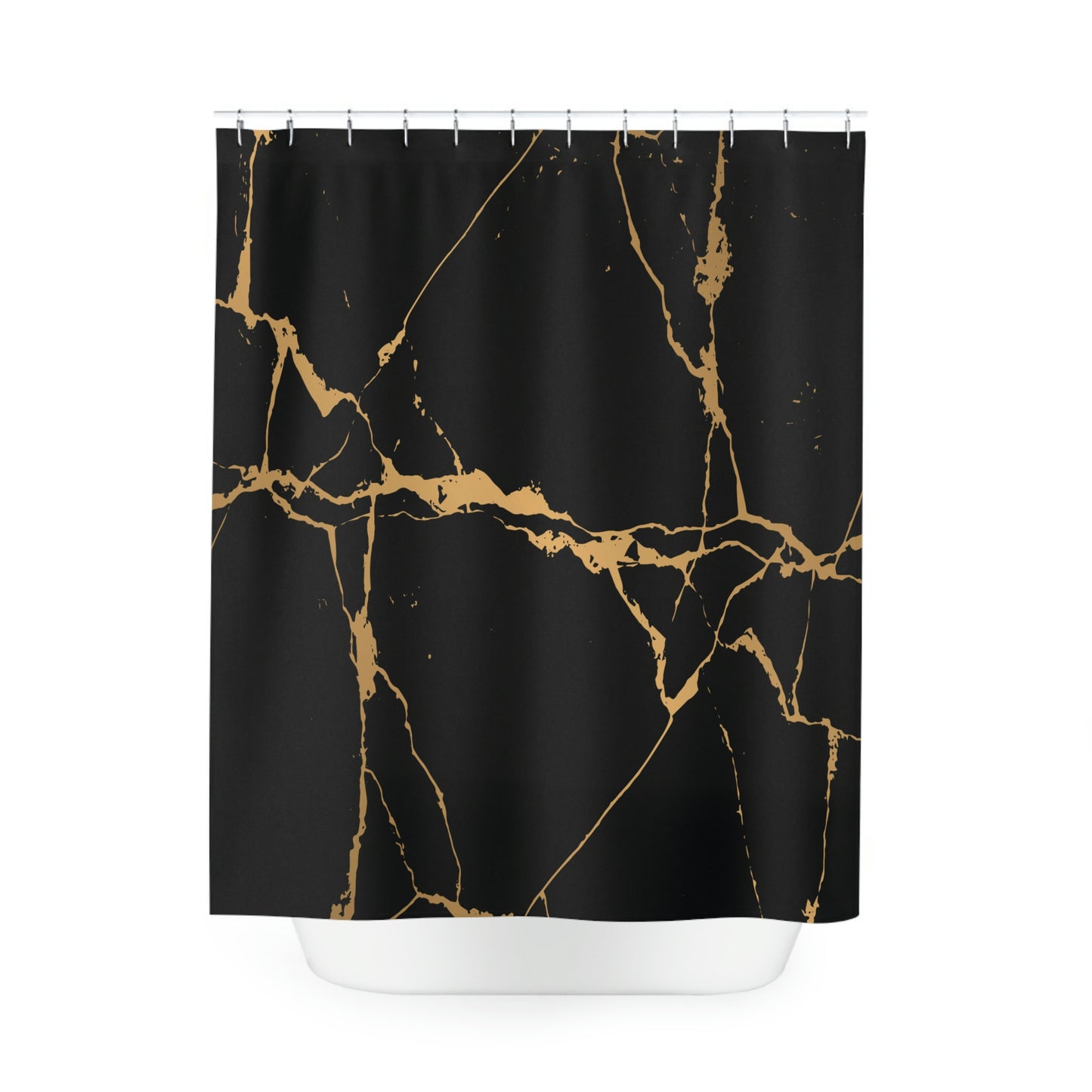 Shower Curtain, Black and Gold Marble Shower curtain, Polyester Shower Curtain