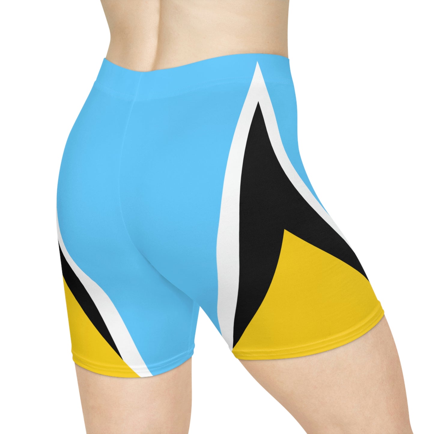 St Lucia Women's Biker Shorts, St Lucia Flag shorts for women