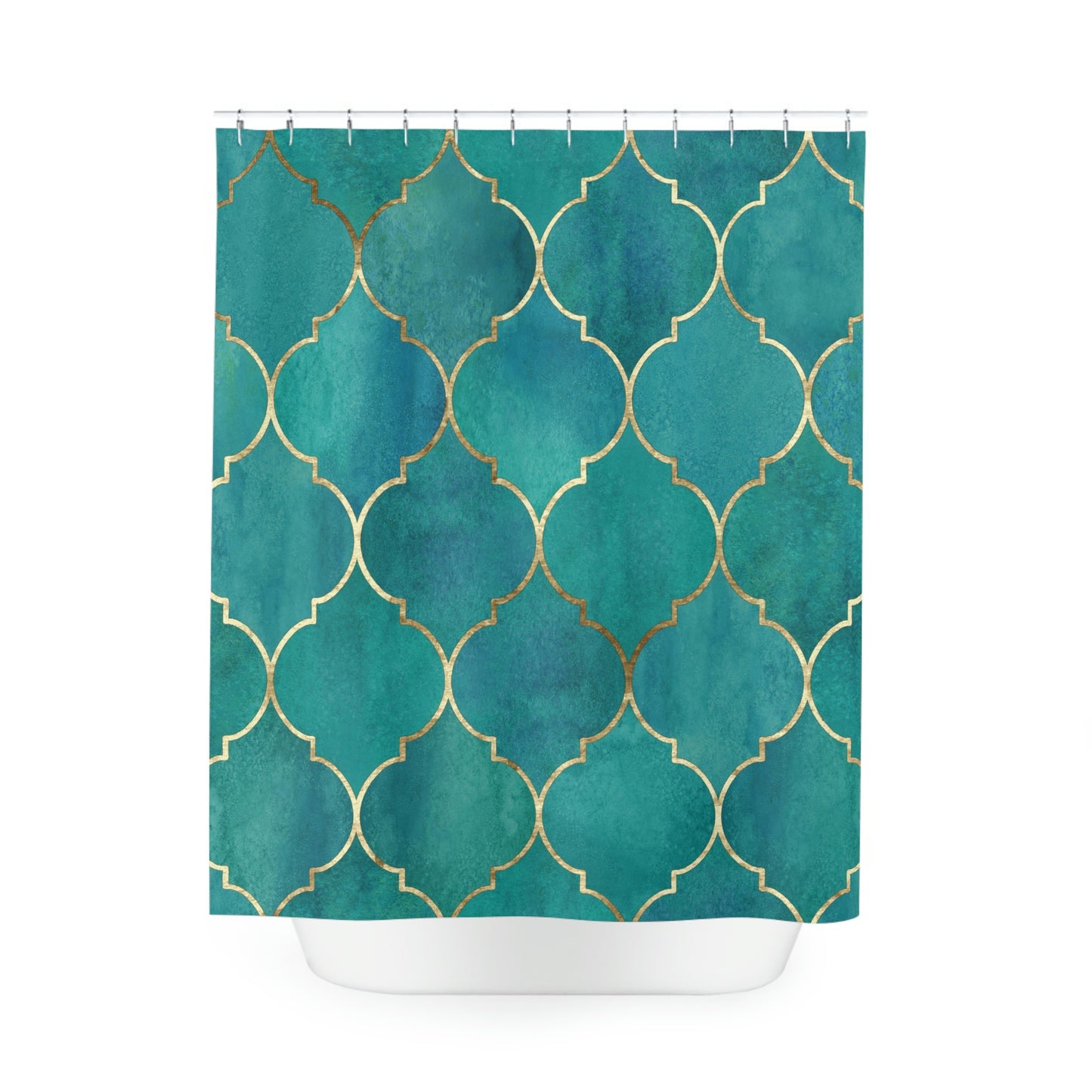 Shower Curtain, Green and Gold Moroccan Shower curtain, Polyester Shower Curtain