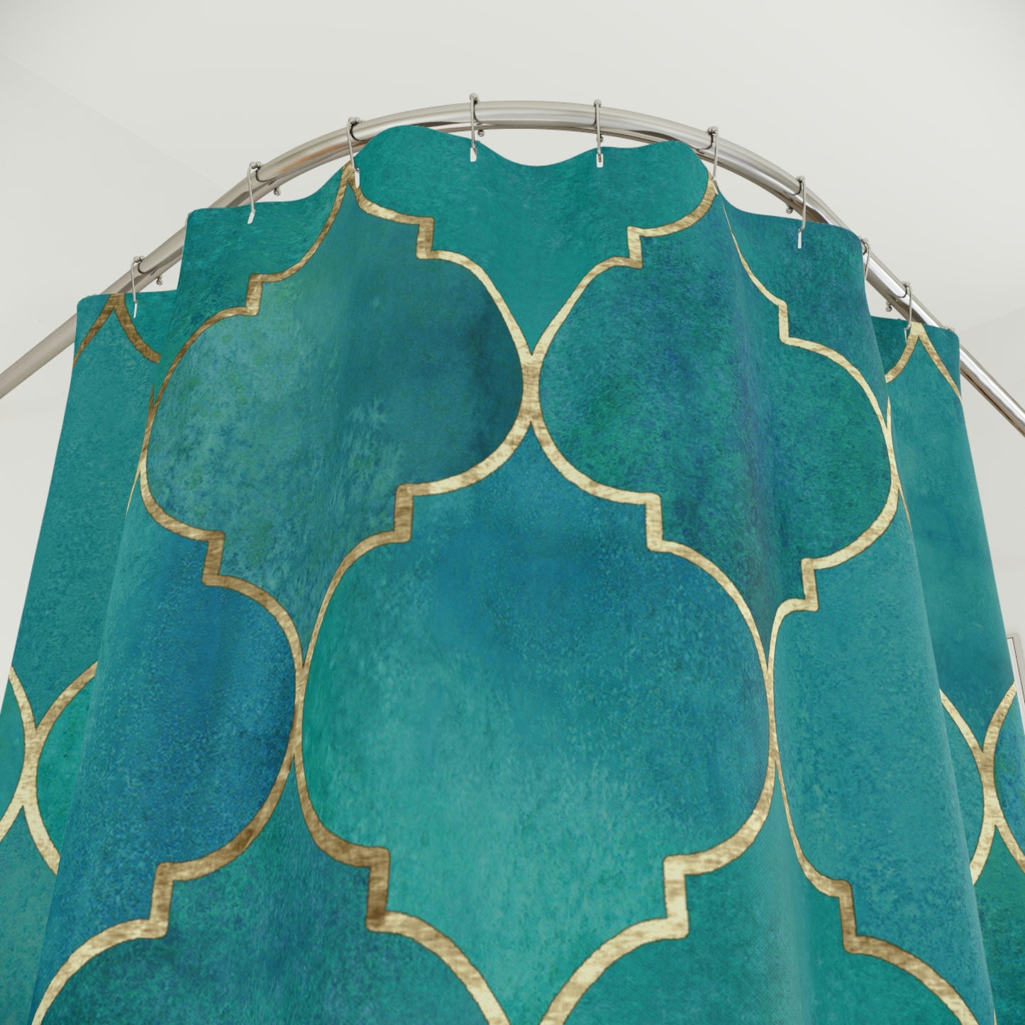 Shower Curtain, Green and Gold Moroccan Shower curtain, Polyester Shower Curtain