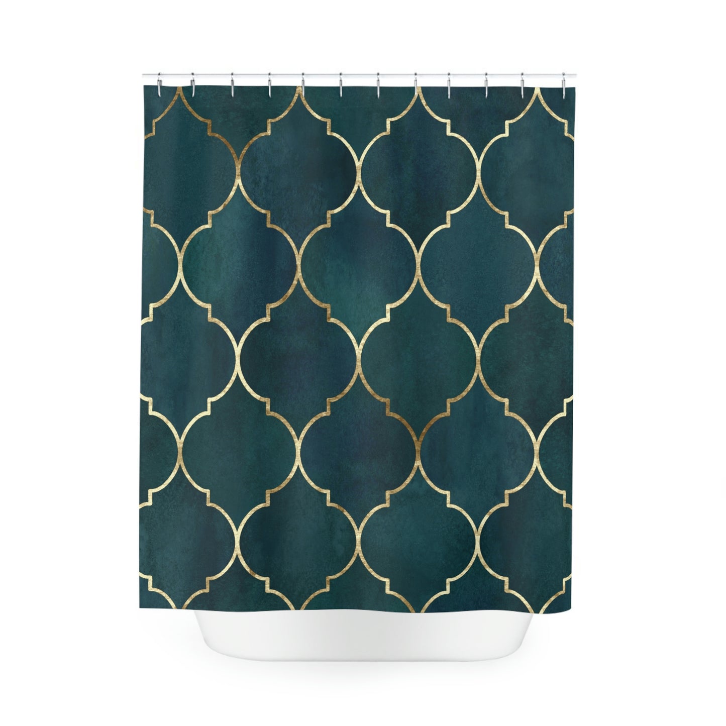 Shower Curtain, Green and Gold Moroccan Shower curtain, Polyester Shower Curtain