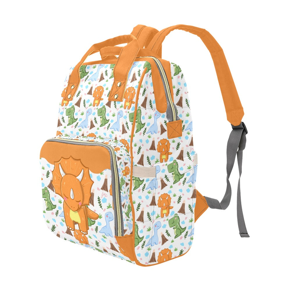 Personalized Orange Dinosaur Diaper Bag Multi-Function Diaper Backpack/Diaper Bag